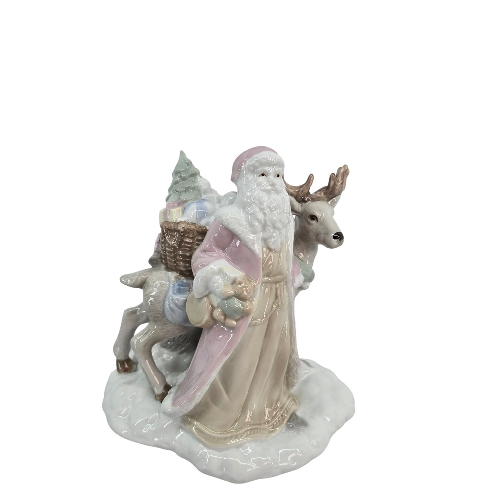 Holiday Classics 9" Old World Santa Reindeer Porcelain Figurine 90001 Vintage
